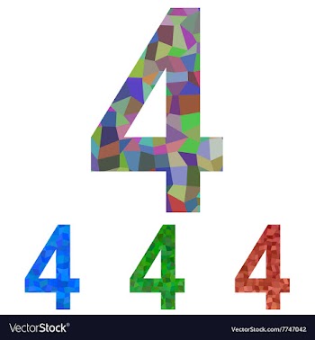 Mosaic font design set - number 4 vector image