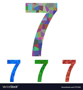 Mosaic font design set - number 7 vector image