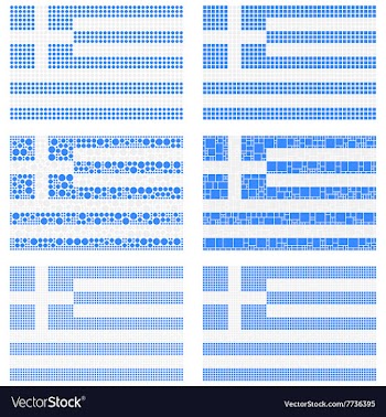 Mosaic Greece flag set vector image