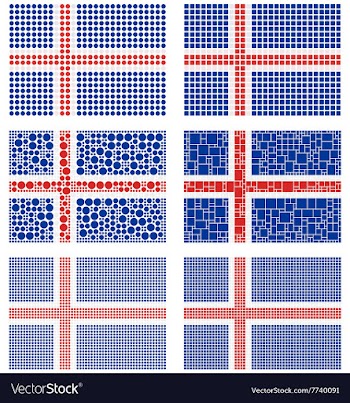 Mosaic Iceland flag set vector image
