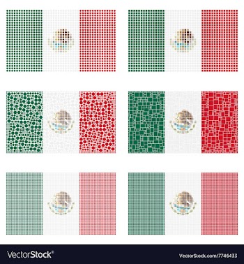 Mosaic Mexico flag set vector image
