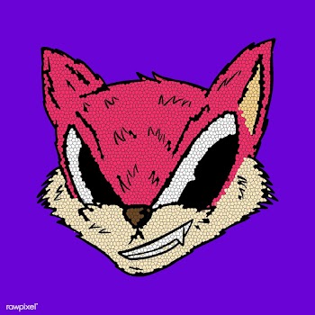 Mosaic pink cunning fox sticker overlay design resource | Free  illustration - 2356988