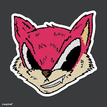 Mosaic pink cunning fox sticker overlay with a white border design res.. | Free  illustration - 2356951