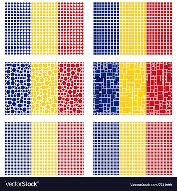 Mosaic Romania flag set vector image