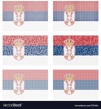 Mosaic Serbia flag set vector image