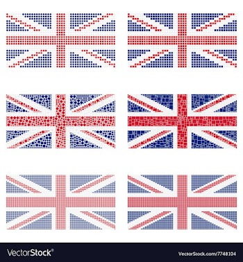 Mosaic United Kingdom flag set vector image