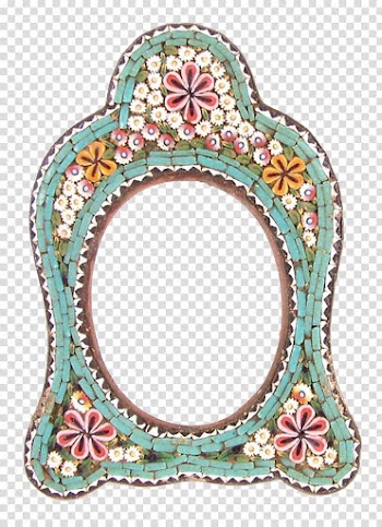 Mosiac frame, multicolored floral frame template transparent background PNG clipart