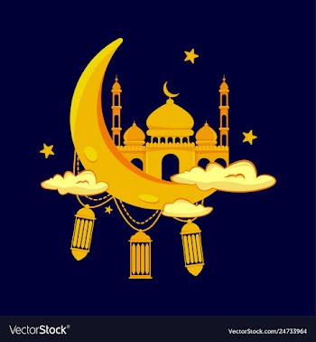 Mosque and moon ramadan kareem vector image