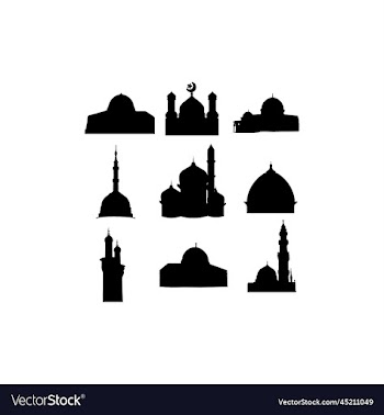 mosque islamic icon set creative design