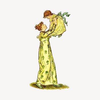 Mother and baby drawing, vintage | Free PSD - rawpixel
