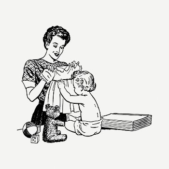 Mother and baby drawing, vintage | Free PSD - rawpixel