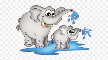 Mother And Baby Elephant Clipart - Elephant With Baby Clipart