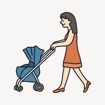 Mother and baby stroller clipart, | Free PSD Illustration - rawpixel