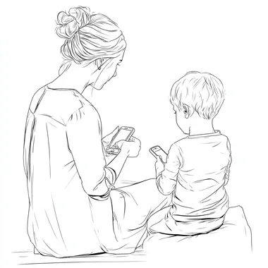 Mother and Child Engaging in Digital Safety Conversation Mother and Child Engaging in Digital Safety Conversation