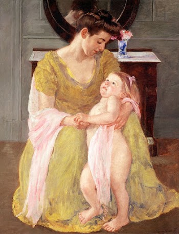 Mother and Child with a Rose Scarf (ca. 1908)… | Free public domain illustration