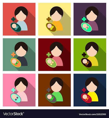 Mother and her baby isolated objects on vector image