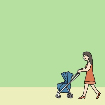 Mother and stroller illustration, green | Free Photo - rawpixel