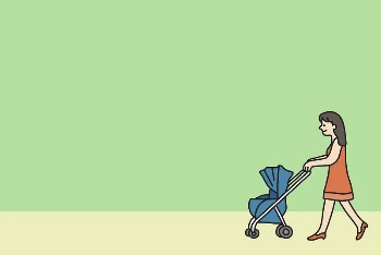 Mother and stroller illustration, green | Free PSD - rawpixel