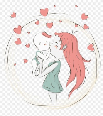 Mother Cartoon Child - Mommy And Baby Girl Png