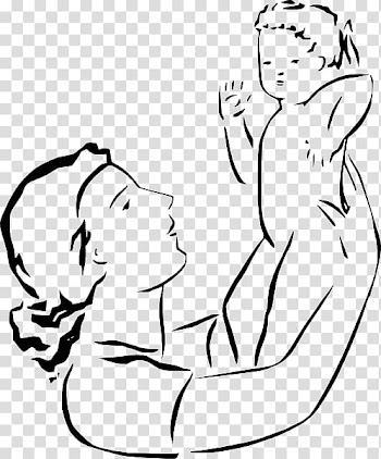 Mother Child Line art , Mom And Baby Cartoon transparent background PNG clipart