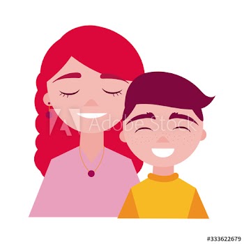 mother day mom and son characters flat style