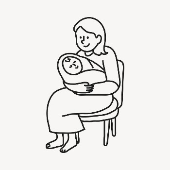 Mother holding baby hand drawn | Free PSD Illustration - rawpixel
