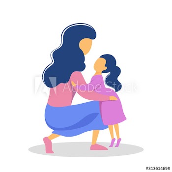 Mother hug her little daughter with love