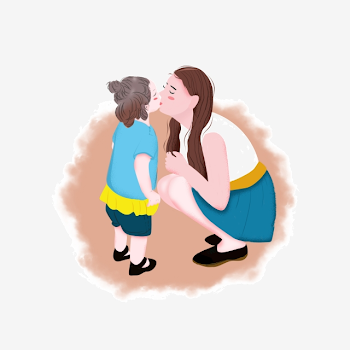 Mother Kissing Child Blue Illustration Wind Character Element ...