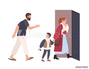 Mother leaves home with children, father stays alone