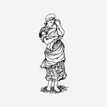 Mother with baby collage element, | Free PSD Illustration - rawpixel
