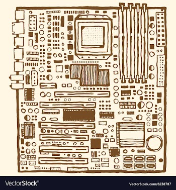 Motherboard hand drawn pen and ink vector image