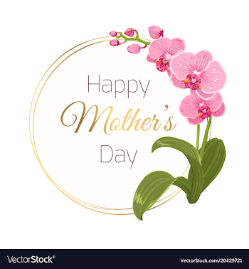 Mothers day card round wreath orchid flower branch