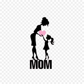 Mothers Day Daughter Illustration - Mom and daughter,Silhouette figures 