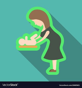 Mothers room sign mother swaddle baby on table vector image