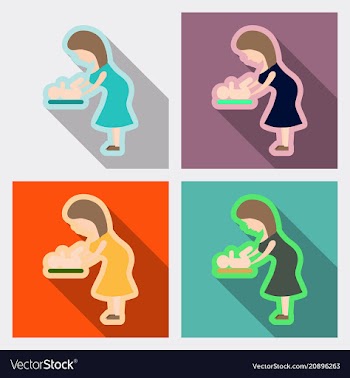 Mothers room sign mother swaddle baby on table vector image