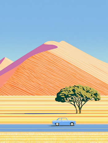 Motion Blurred Tree in Desert Landscape