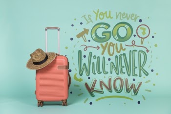 Motivational lettering quote for holidays traveling concept Free Psd