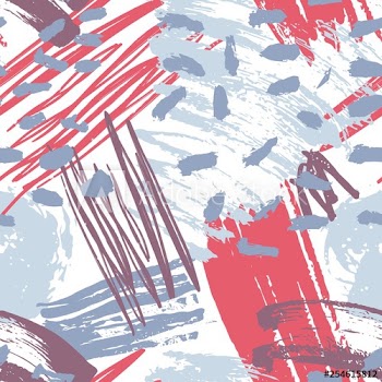 Motley abstract artistic seamless pattern with creative chaotic paint traces, blots, stains, daub on white background