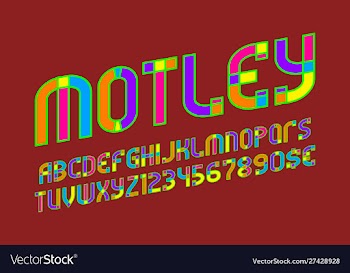 Motley alphabet with numbers and currency signs vector image