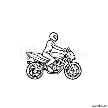 Motocross rider riding bike hand drawn outline doodle icon