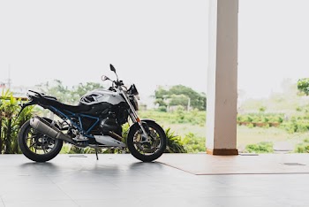 Motorcycle Park Beside Plant