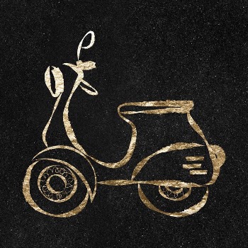 Motorcycle scooter sticker, gold aesthetic | Free PSD Illustration - rawpixel