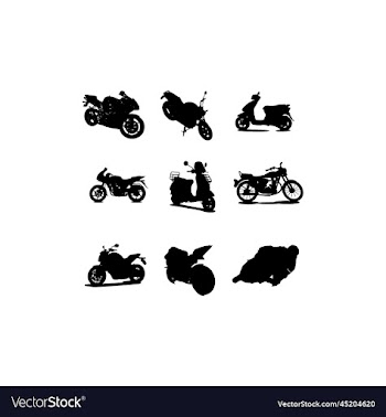 motorcycle sport set silhouette design