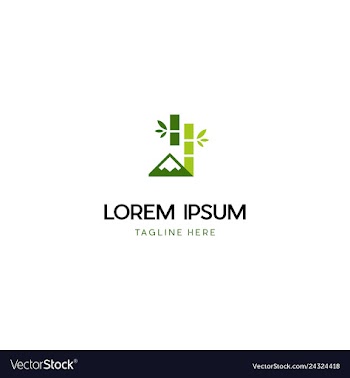 Mountain bamboo green nature creative logo design vector image