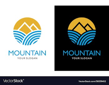 mountain beach and son concept logo design