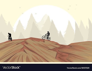 Mountain bike on hill vector image