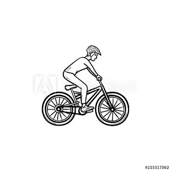 Mountain biker hand drawn outline doodle icon