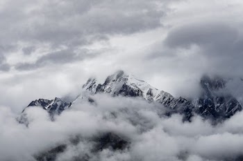 mountain coated with snow