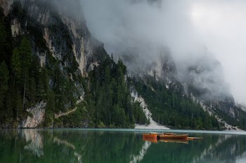 mountain covered by smoke