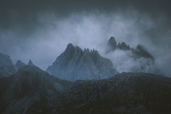 mountain covered in fog